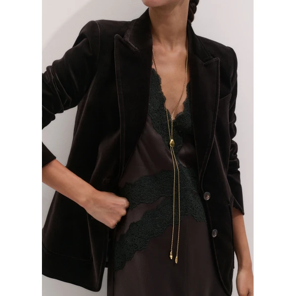 ME+EM Sharp Shoulder Blazer in Dark Chocolate Brown, view 6 | Blazers | Luxury Shoes 