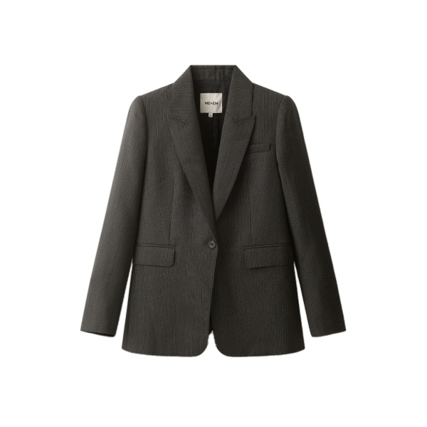 ME+EM Sharp Shoulder Blazer in Grey Multi