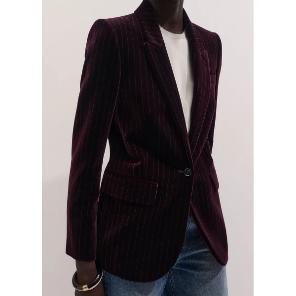 ME+EM Sharp Shoulder Blazer in Merlot