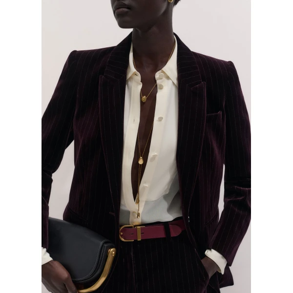 ME+EM Sharp Shoulder Blazer in Merlot