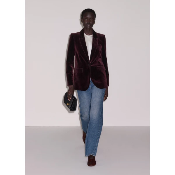 ME+EM Sharp Shoulder Blazer in Merlot