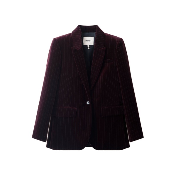 ME+EM Sharp Shoulder Blazer in Merlot