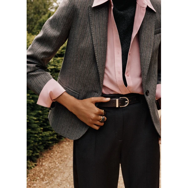 ME+EM Sharp Shoulder Short Blazer in Grey Multi