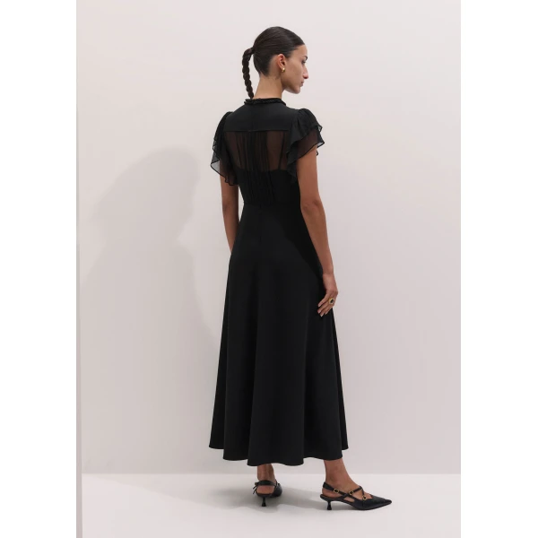 ME+EM Sheer Panel Maxi Dress in Black, view 5 | Maxi Dresses | Luxury Shoes 