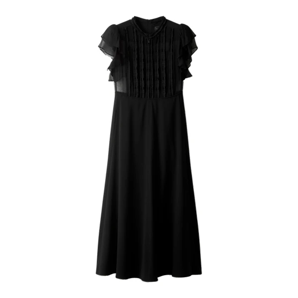 ME+EM Sheer Panel Maxi Dress in Black