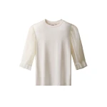 ME+EM Sheer Sleeve Layering Top in Cream | T-shirts | Luxury Shoes 