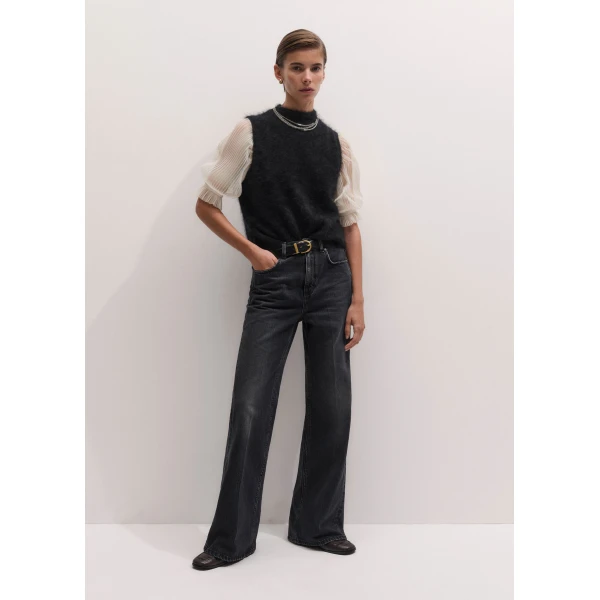 ME+EM Sheer Sleeve Layering Top in Cream, view 5 | T-shirts | Luxury Shoes 