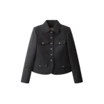 ME+EM Short Military Jacket in Grey Mélange | Jackets | Luxury Shoes 