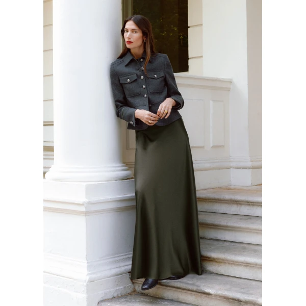 ME+EM Short Military Jacket in Grey Mélange, view 4 | Jackets | Luxury Shoes 