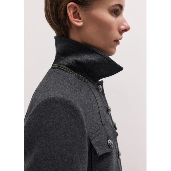 ME+EM Short Military Jacket in Grey Mélange, view 5 | Jackets | Luxury Shoes 