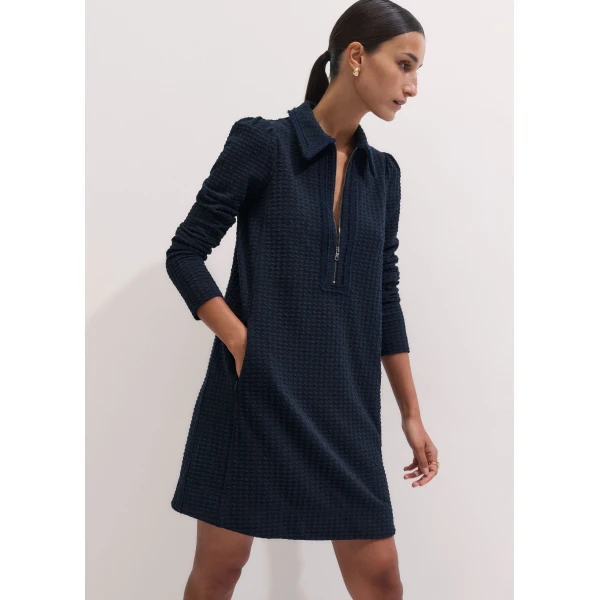 ME+EM Short Swing Dress in Navy, view 2 | Mini Dresses | Luxury Shoes 