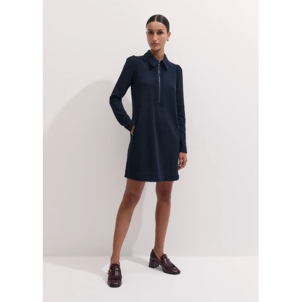 ME+EM Short Swing Dress in Navy, view 6 | Mini Dresses | Luxury Shoes 