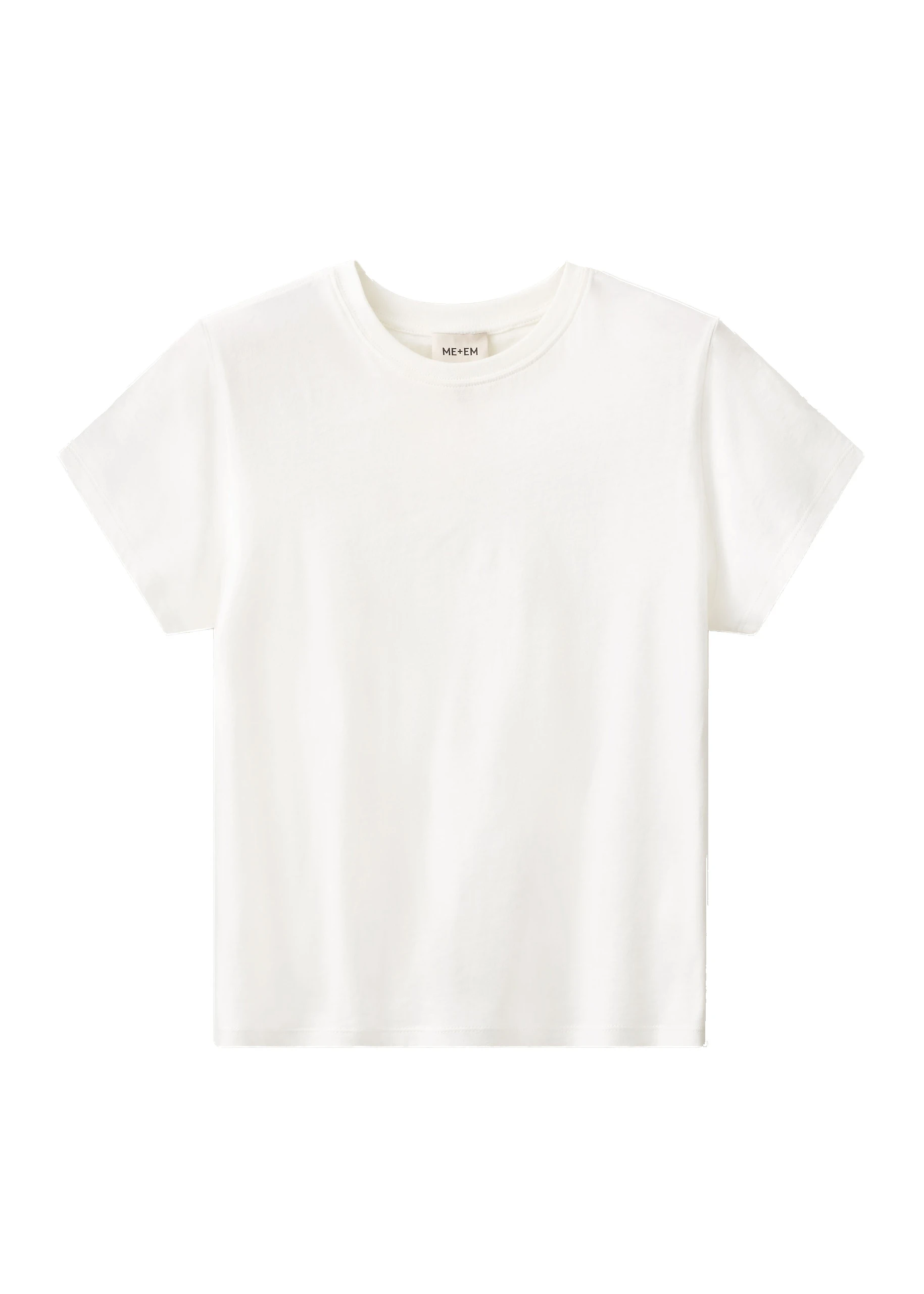 ME+EM Shrunken Layering Tee in Light Cream | Tops | Luxury Shoes ME+EM Shrunken Layering Tee in Light Cream