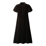 ME+EM Silk-Blend Velvet Fit + Flare Midi Dress in Double Espresso | Midi Dresses | Luxury Shoes 