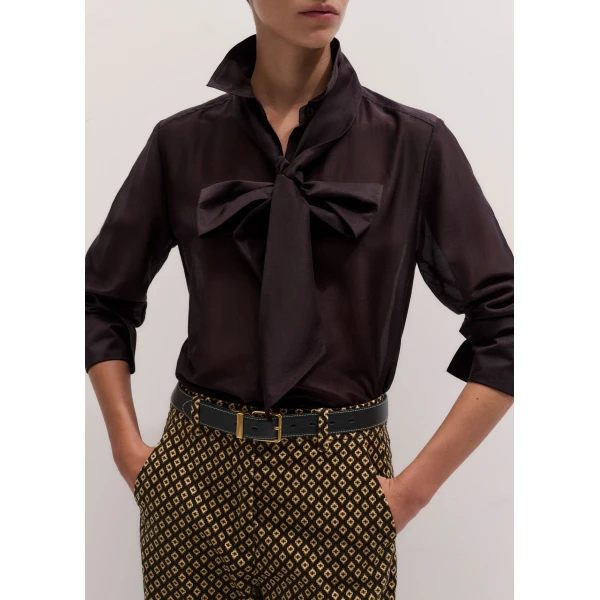 ME+EM Silk Cotton Cloud Layering Shirt in Chocolate, view 2 | Shirts | Luxury Shoes 