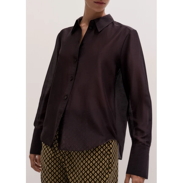 ME+EM Silk Cotton Cloud Layering Shirt in Chocolate, view 3 | Shirts | Luxury Shoes 