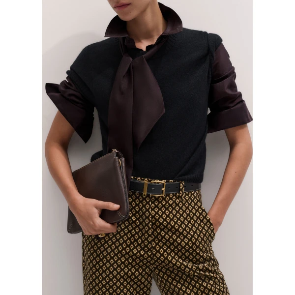 ME+EM Silk Cotton Cloud Layering Shirt in Chocolate, view 4 | Shirts | Luxury Shoes 