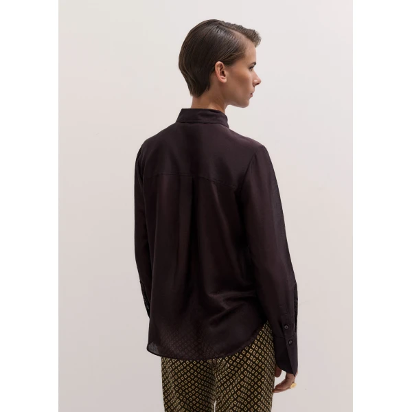 ME+EM Silk Cotton Cloud Layering Shirt in Chocolate, view 6 | Shirts | Luxury Shoes 