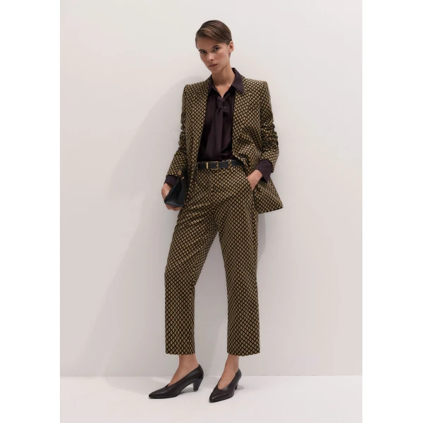 ME+EM Slim Crop Trouser in Brown Multi