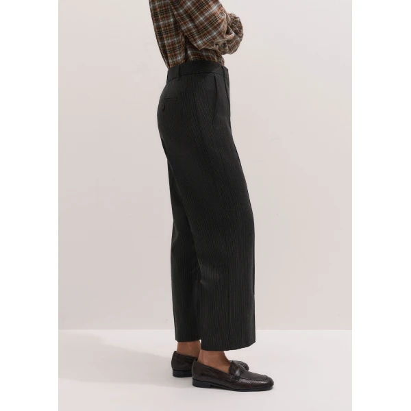 ME+EM Slim Crop Trouser in Grey Multi