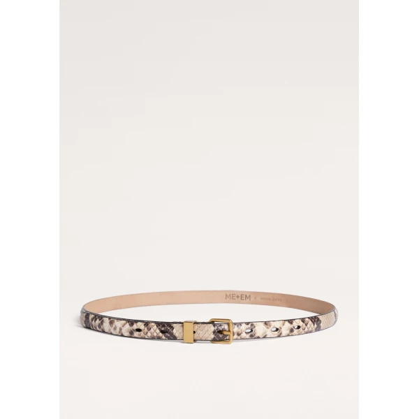 ME+EM Snake Embossed Skinny Belt in Tan/Black