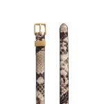 ME+EM Snake Embossed Skinny Belt in Tan/Black
