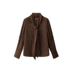ME+EM Straight Blouse in Brown Multi | Shirts | Luxury Shoes 