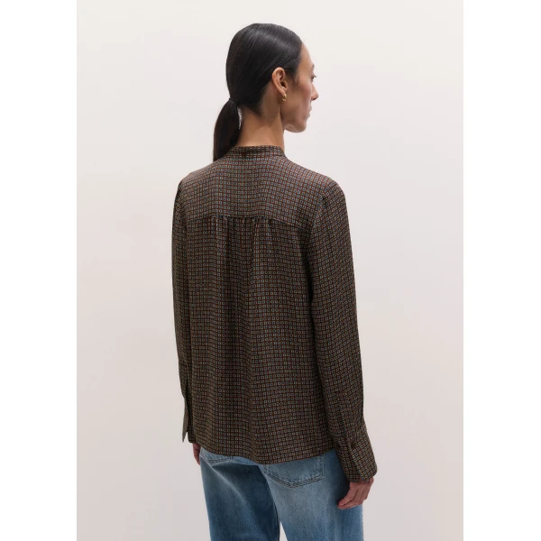 ME+EM Straight Blouse in Brown Multi, view 6 | Shirts | Luxury Shoes 