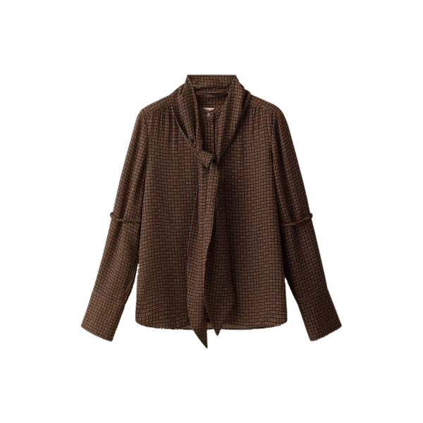 ME+EM Straight Blouse in Brown Multi