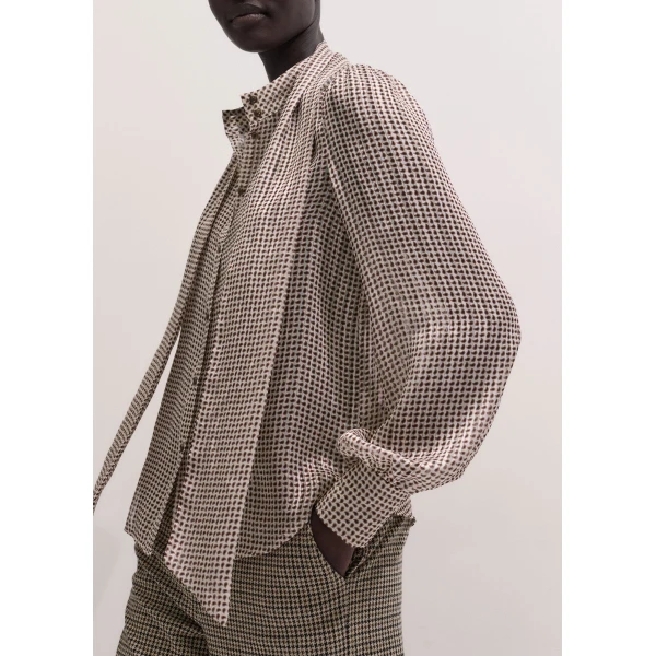 ME+EM Straight Blouse in Light Cream Multi