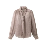 ME+EM Straight Blouse in Light Cream Multi