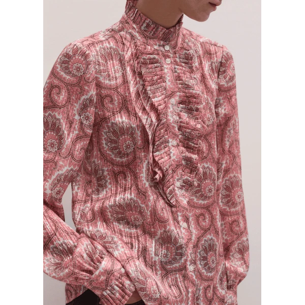 ME+EM Straight Blouse in Pink Multi