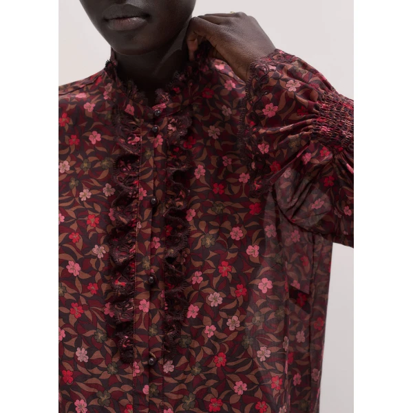 ME+EM Straight Blouse in Red Multi