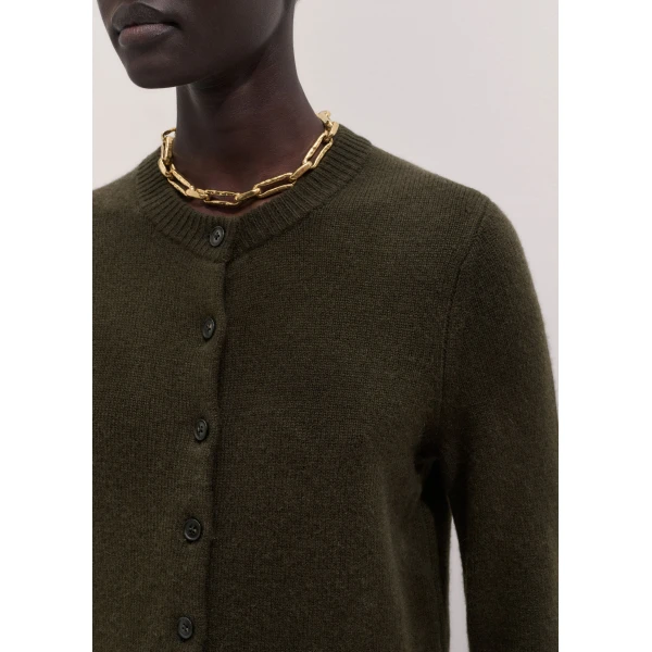 ME+EM Straight Cardigan in Rich Olive Green