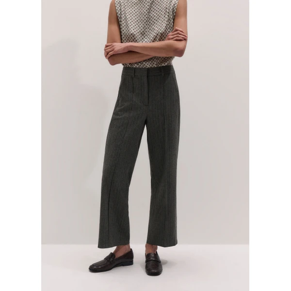ME+EM Straight Crop Trouser in Grey Multi