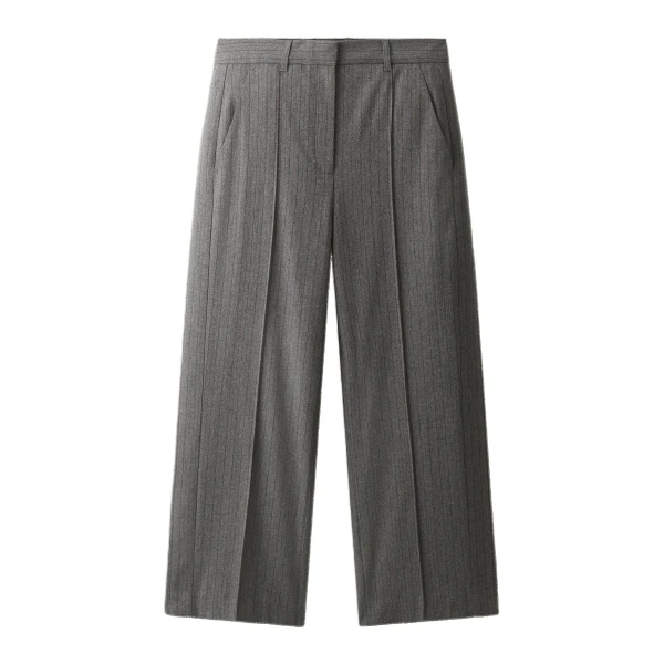 ME+EM Straight Crop Trouser in Grey Multi