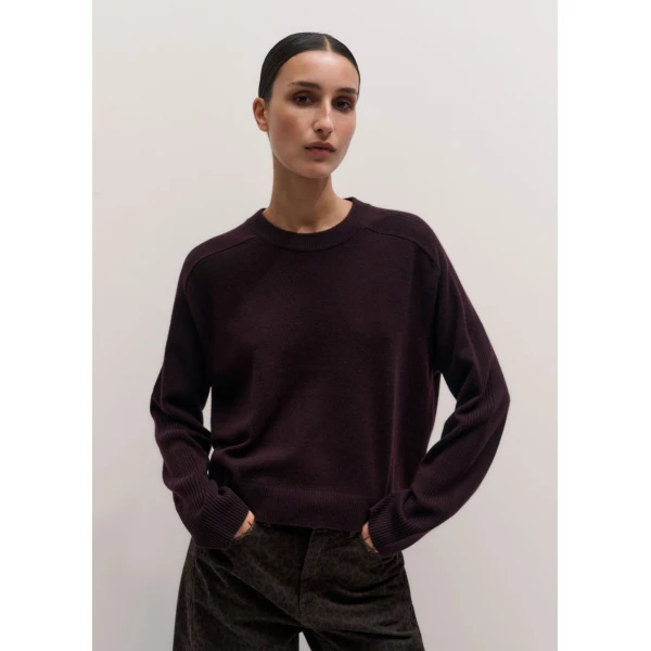 ME+EM Straight Jumper + Scarf in Port Brown