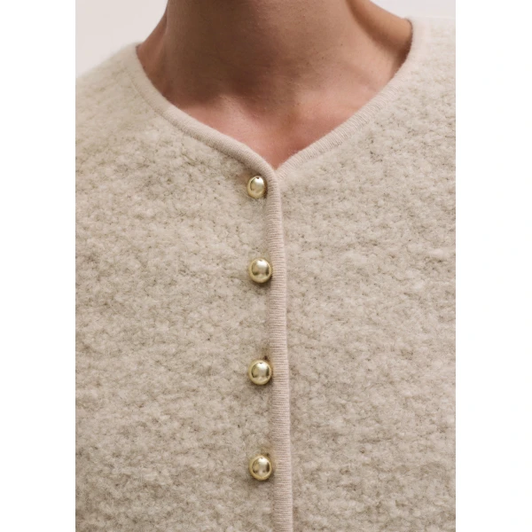 ME+EM Straight Knit Jacket in Cream, view 3 | Sweaters | Luxury Shoes 