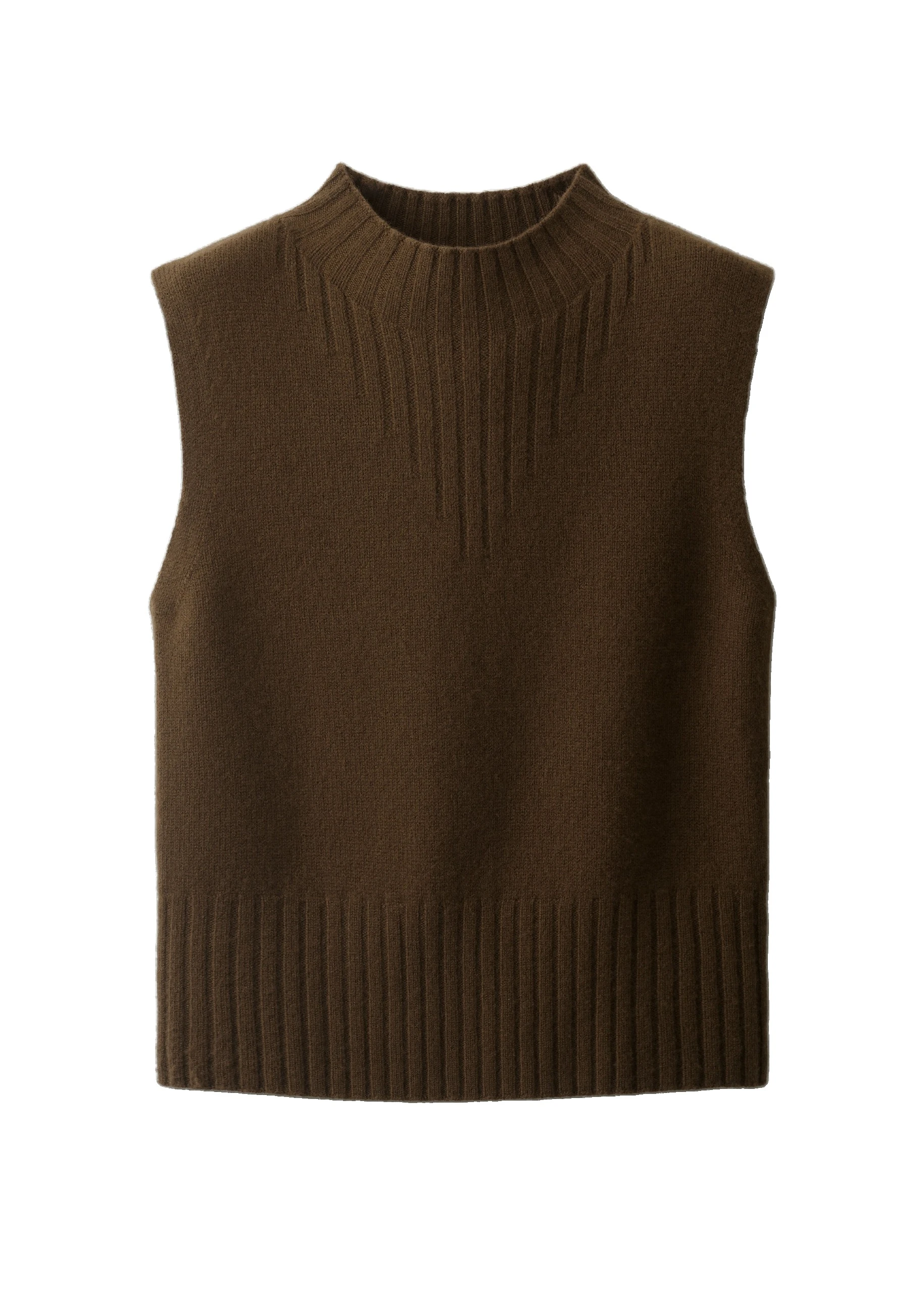ME+EM Straight Knit Vest in Bronzed Brown | Knitwear | Luxury Shoes ME+EM Straight Knit Vest in Bronzed Brown