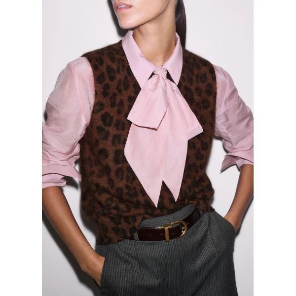 ME+EM Straight Knit Vest in Chocolate Multi, view 3 | Sweaters | Luxury Shoes 
