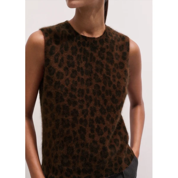 ME+EM Straight Knit Vest in Chocolate Multi, view 4 | Sweaters | Luxury Shoes 