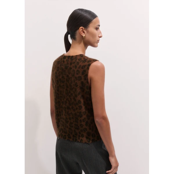 ME+EM Straight Knit Vest in Chocolate Multi, view 6 | Sweaters | Luxury Shoes 