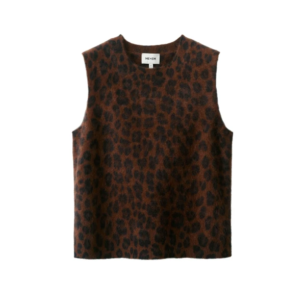 ME+EM Straight Knit Vest in Chocolate Multi