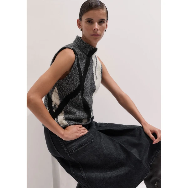 ME+EM Straight Knit Vest in Grey Multi
