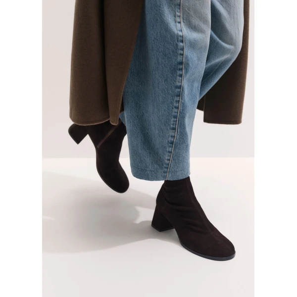 ME+EM Stretch Ankle Boot in Deep Chocolate, view 3 | Boots | Luxury Shoes 