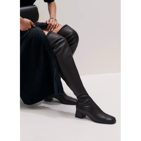 ME+EM Stretch Over-Knee Boot in Dark Chocolate
