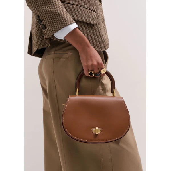 ME+EM Structured Saddle Bag in Dark Tan