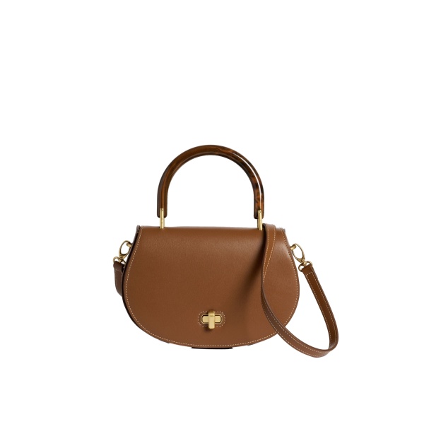 ME+EM Structured Saddle Bag in Dark Tan