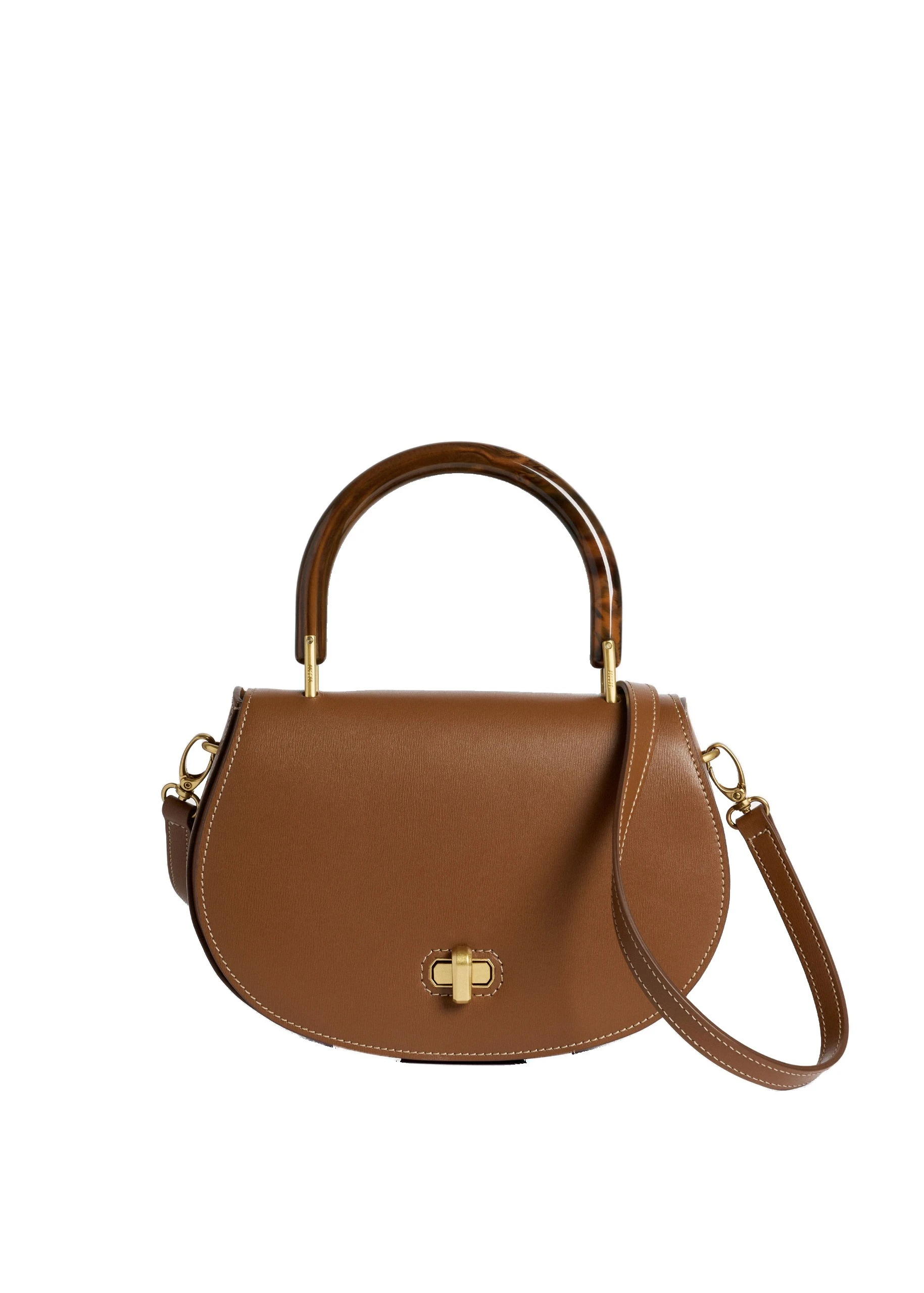 ME+EM Structured Saddle Bag in Dark Tan | Bags | Luxury Shoes ME+EM Structured Saddle Bag in Dark Tan