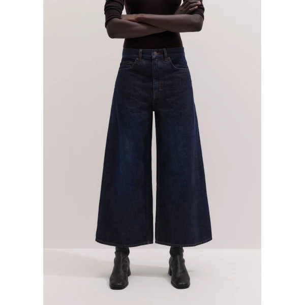 ME+EM Super Wide Crop Jean in Rinse Wash